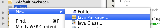 Auswahl eines Javapakets