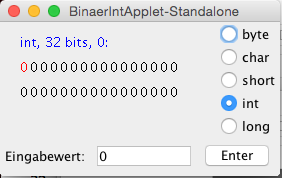 Screen shot BinaerIntApplet