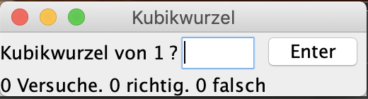 Screenshot der Kubikwurzelanwendung