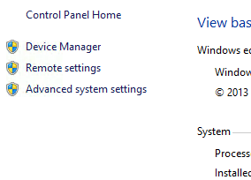 Advanced System settings Windows